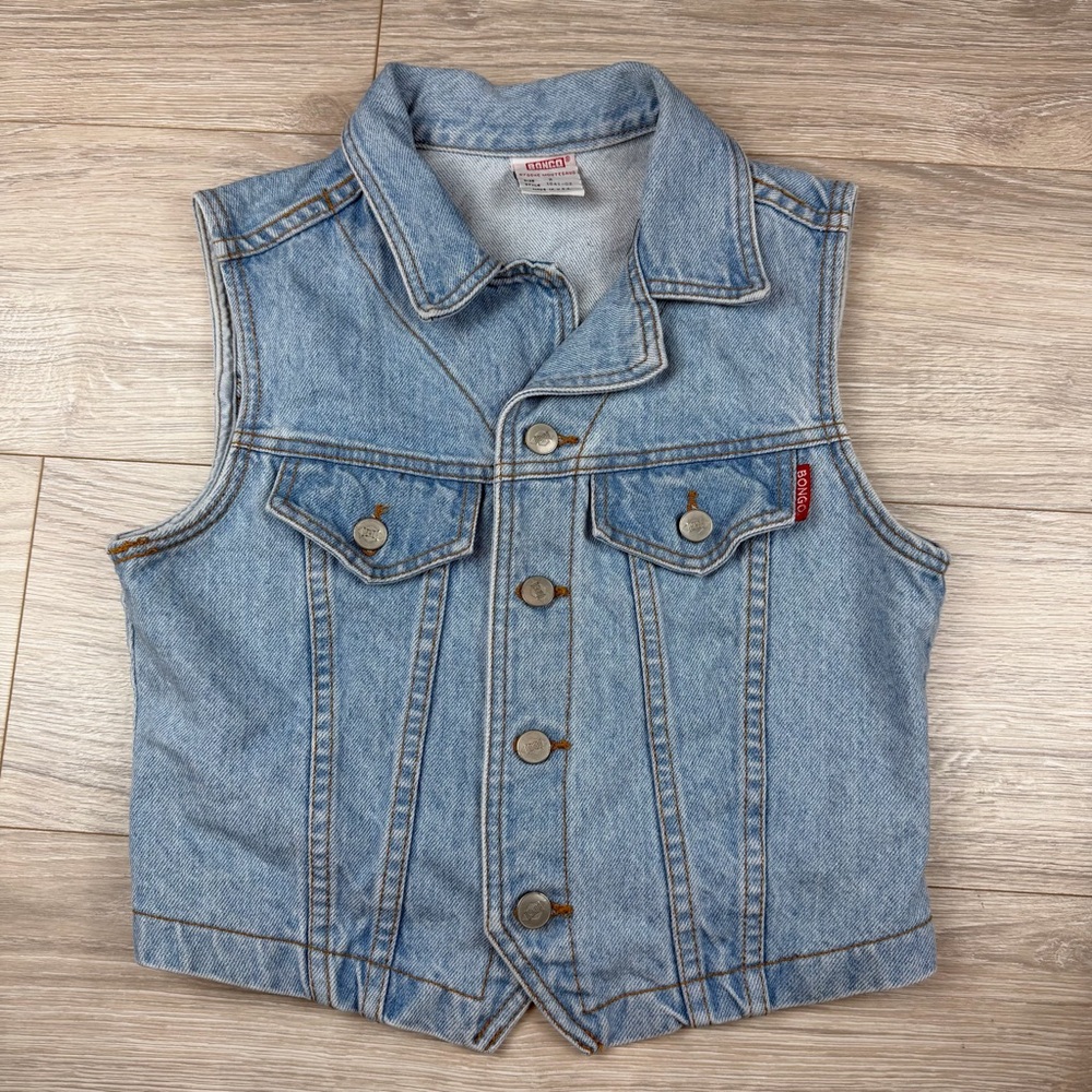 Vintage Bongo by Gene Montesano Denim Vest Light Wash Blue 90s USA Made Womens M